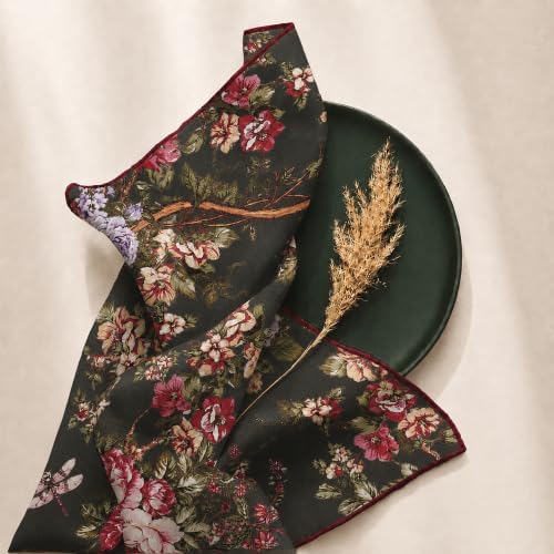 100% Cotton Printed Cloth Napkins Set of 6, 18x18 Inch Reusable Dinner Napkins, Soft Washable Floral Table Napkins for Dining, Parties & Hosting - Green Floral - Image 7