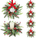 6 Pcs Christmas Candle Rings Wreaths Artificial Snowy Pine Cedar Red Berry Clusters Candle Rings Wreaths Mini Christmas Balls Wreath for Xmas Winter Front Door Window Decorations ﻿ by Unknown
