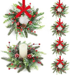 6 Pcs Christmas Candle Rings Wreaths Artificial Snowy Pine Cedar Red Berry Clusters Candle Rings Wreaths Mini Christmas Balls Wreath for Xmas Winter Front Door Window Decorations ﻿ by Unknown