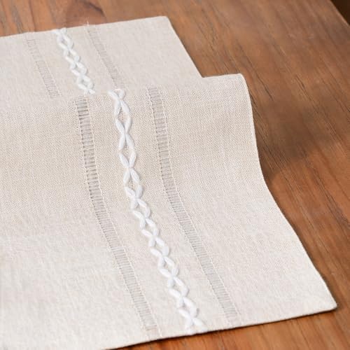 Wracra Cotton Linen Place Mats, Ivory Embroidered Placemats Set of 8 - Image 3