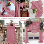 16 Pack Dusty Rose Cheesecloth Table Runner 10FT, Boho Gauze Cheese Cloth Table Runner Long Rustic Sheer Dusty Pink Table Runners for Wedding Bridal Baby Shower Birthday Party Table Decorations - Image 6