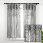 Lush Decor Boho Macrame Textured Cotton Window Curtain Panel Single 40" W x 63" L Gray - Macrame Curtains for Windows, Room Divider, Boho Wall Decor - Image 5