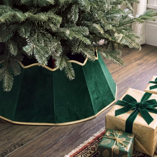 Hungdao Velvet Foldable Christmas Tree Collar, Green Tree Skirt, 28'' - Image 3