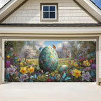 ANNA QUEEN Easter Garage Door Banner 6x13FT, Giant Floral Easter Egg Garden Scene Garage Door Cover, Large Spring Outdoor Decoration Backdrop for Double Garage Doors, Yard, Fence & Easter Party Photos by ANNAQUEEN