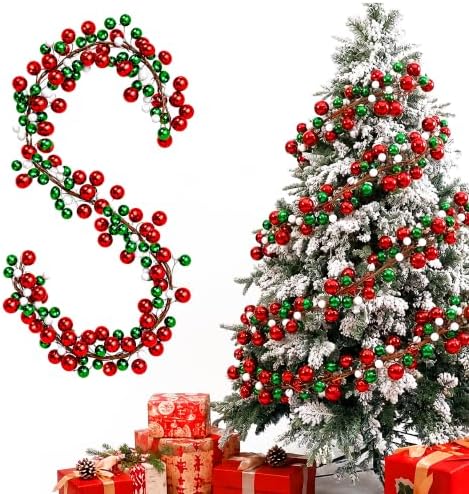 9ft Red Green Christmas Ball Garland Ornaments, Xmas Bauble Tree Garland by LFUTARI