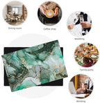 Abstract Marble Placemats, Blue Green Marble Decor Durable PVC Woven Kitchen, Party, Indoor Outdoor Set of 6, 12x18 Inches - Image 6