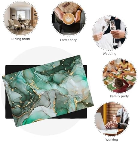 Abstract Marble Placemats, Blue Green Marble Decor Durable PVC Woven Kitchen, Party, Indoor Outdoor Set of 6, 12x18 Inches - Image 6