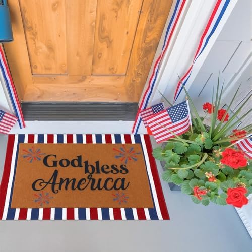 Honoson 2 Pcs 4th of July Doormat, Red White Blue Front Door Mat - Image 6