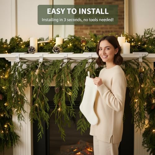 MorningRo 6 Pack 2 in 1 Stocking Holders for Mantle, White - Image 4