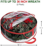 ProPik Christmas Wreath Storage Bag 36" - 2 Pack Clear Christmas Wreath Storage Container - Garland Holiday Artificial Wreath Storage Holder - Water Proof Transparent Clear PVC (36 Inch, Red) - Image 2