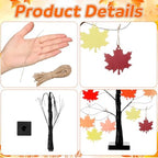 Briwooody 24” Thanksgiving Gratitude Tree with Leaves Kit Seasonal Holiday Decoration with Writing Pen Hemp Rope DIY Fall Decorations Craft Kit for Autumn Home Desktop Thanksgiving Decor(Maple Leaf) - Image 3