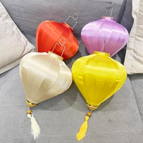 2 Pcs Chinese Lanterns Hanging Paper Lanterns，Multi-Color 12 in Silk Lantern Chinese Party Wedding Decorations (Rose) - Image 5