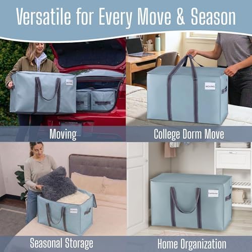 VENO 8 Pack Heavy Duty Moving Bags, Extra Large Storage Bags with Reinforced Handles & Strong Zippers, Foldable & Reusable Moving Box Alternative for Clothes & Dorm Storage - Image 6