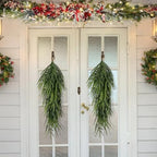 4 Pcs Extra Length Artificial Christmas Teardrop Swag, 30" Faux Pine Needles Teardrop Door Swag, Christmas Norfolk Greenery Teardrop Wreath for Xmas Door Table Mantle Fireplace Indoor Outdoor Decor - Image 6