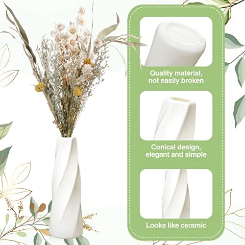 Didaey 10 Pack White Plastic Vases Bulk for Centerpieces,Retro - Image 4
