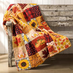 50''x66'' Fall Maple Leaves Quilted Throw Blanket Retro Deocr - Image 3