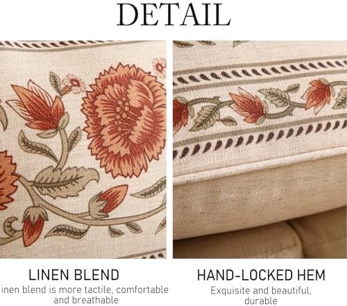 ISAENNE Designer French Linen Throw Pillow Cover,Set of 2,20"x12"-Albano C - Image 4