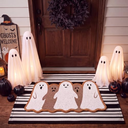 Moucuny 2 Pcs Halloween Ghost Coir Doormat Outdoor, Non-Slip Backing - Image 3