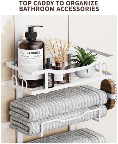 Aetyord Hanging Towel Racks for Bathroom No Drill - Over The Door 6-Tier Bath Towel Storage Organizer for Small Bathrooms - Back Door Large Tiered Towel Holder Hanger for Rolled Towels RV Camper White - Image 7