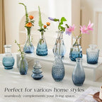 Glass Bud Vase Set of 30 - Small Vases for Flowers in Bulk - Assorted Vintage Crystal Vases for Flowers, Table Centerpieces (Blue, 30 Pcs) - Image 3