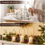 3 Pcs Glass Hurricane Candle Holders, Candle Lantern, 3 Sizes, Gold - Image 4