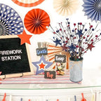 Uieke 4th of July Decorations 6PCS Artificial Patriotic Floral Picks with Vase, Artificial Berry Stem Picks Star Shaped for Independence Day Red White Blue Decor for Home Office Wedding Centerpieces - Image 2