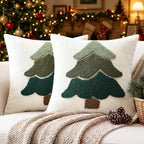 Artscope Chenille Christmas Tree Throw Pillow Covers 20x20 Set of 2-Green by Artscope
