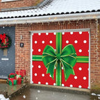 Garage Door Christmas Cover 7x8: Single Garage Bow GIF Box Christmas Decorations with Bar Magnets & Ropes, Holiday Garage Door Banner Decorative Xmas, Party Wall Backdrop Indoor Outdoor - Image 2