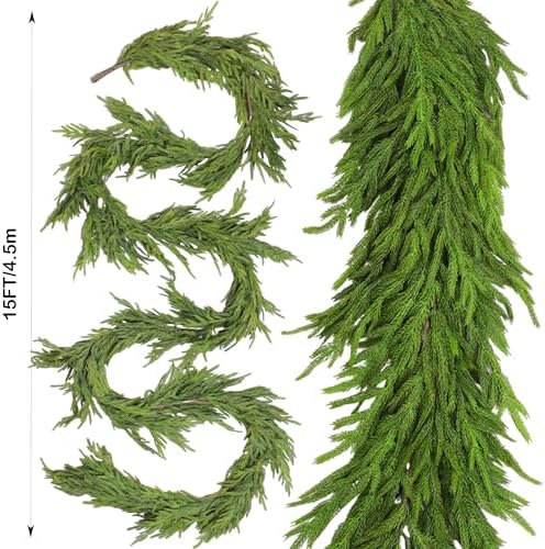 15FT Extra Full Christmas Garland Norfolk Pine Garland Realistic Artificial Christmas Greenery Garland for Mantle Stairs Railing Table Fireplace Wall Indoor Outdoor Holiday Xmas Decor Decoration - Image 3