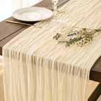 8 Pack Ivory Cream Cheesecloth Table Runner 120 Inch Boho Wedding Decor by Fixwal
