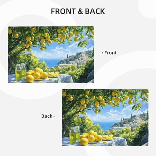Seaside Lemon Placemats Set of 6 Table Mats Place Mats Decor Imitation Linen Heat Resistant Tablecloth for Dining Decorations Kitchen Party Restaurants 12''x18'' - Image 2