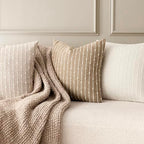 Foindtower Decorative Striped Boucle Throw Pillow Covers 24x24 Inch Camel - Image 6