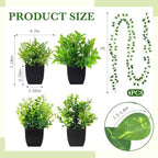 XunYee 12 Pack Fake Plants & Hanging Plant Set for Wall Plant Decor, Black - Image 3