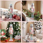 Blosssound 15" Christmas Nutcracker Decorations Wooden Pastel Pink Figurine - Image 4