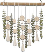 Boho Wall Decor Artificial Eucalyptus Bathroom Decor Fake Eucalyptus Plants Greenery Leaves with Wooden Bead Garland on Stick Rustic Farmhouse Home Decorations for Bedroom Living room Nursery Kitchen by Cyitimo