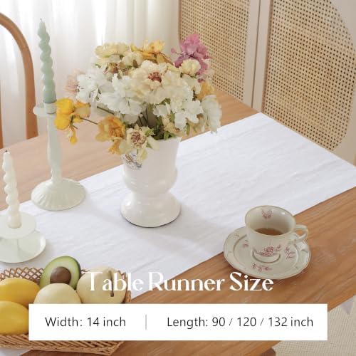 100% Pure French Linen Table Runner (White,14x120 Inch) - Image 5