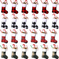 Honoson 100 Pieces 7 Inch Christmas Stockings Bulk Mini Buffalo Plaid Stocking Classic Stocking Red and Green Plaid Design Small Christmas Stockings Rustic Socks for Xmas Holiday Decorations by Honoson