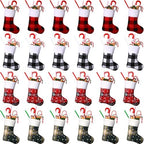 Honoson 100 Pieces 7 Inch Christmas Stockings Bulk Mini Buffalo Plaid Stocking Classic Stocking Red and Green Plaid Design Small Christmas Stockings Rustic Socks for Xmas Holiday Decorations by Honoson