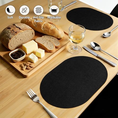 homing Heat Resistant Oval Placemats Set of 6, Black - Image 6