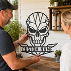 Personalized Skull Metal Sign, Custom Name Garage Decor, Geometric Wall Art - Image 6