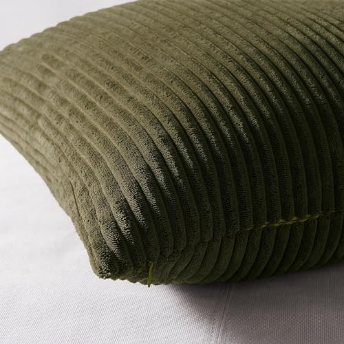 Topfinel Christmas Decorative Throw Pillow Covers Green Series,Winter Fluffy Corduroy Striped Euro Pillows Shams for Couch Bed Bedroom,Western Modern Hunter Green Pillowcase 20x20 Inch Set of 4 - Image 2