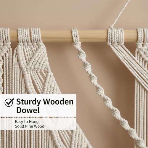 LISRRZHEN Large Macrame Wall Hanging - Boho Nordic Geometric Woven Tapestry, Handcrafted Cotton Wall Decor for Living Room Bedroom Entryway Apartment - Image 7