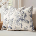 Set of 2 Decorative Floral Pillow Covers 22x22 Inch Navy Blue by SWANCOCO