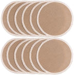 FunWheat 15 Inch Round Jute Placemats Set of 12, Braided Burlap Table Mats for Dining Table, Heat Resistant Farmhouse Woven Placemats for Fall Farmhouse Decor (Short Tassels) by FunWheat