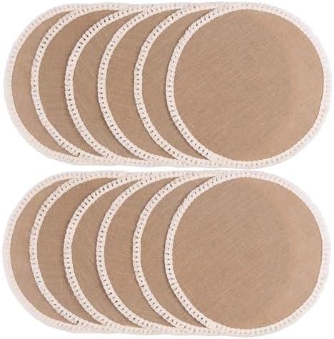 FunWheat 15 Inch Round Jute Placemats Set of 12, Braided Burlap Table Mats for Dining Table, Heat Resistant Farmhouse Woven Placemats for Fall Farmhouse Decor (Short Tassels) by FunWheat