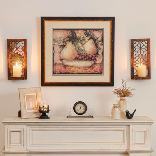 Wall Candle Holder Set of 2 with RealMirror, Distressed Brown - Image 3