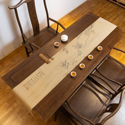 Floral Table Runner 13x118 Extra Long Chinese Linen Decor by Unknown