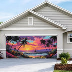 7 * 16FT Summer Sunset Garage Door Cover Decorations Sunset Palm Trees Garage Door Banner for Outdoor Indoor Summer Party Photography Backdrop - Image 7