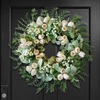 20" White Tulip Wreath for Front Door Spring Summer Easter Décor by Montekin