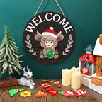 Vicenpal 35 Pcs Fall Interchangeable Highland Cow Welcome Sign Highland Cow Seasonal Wooden Hanging Door Decor Autumn Farmhouse Hanging Sign for Halloween Party Decor(Black) - Image 2